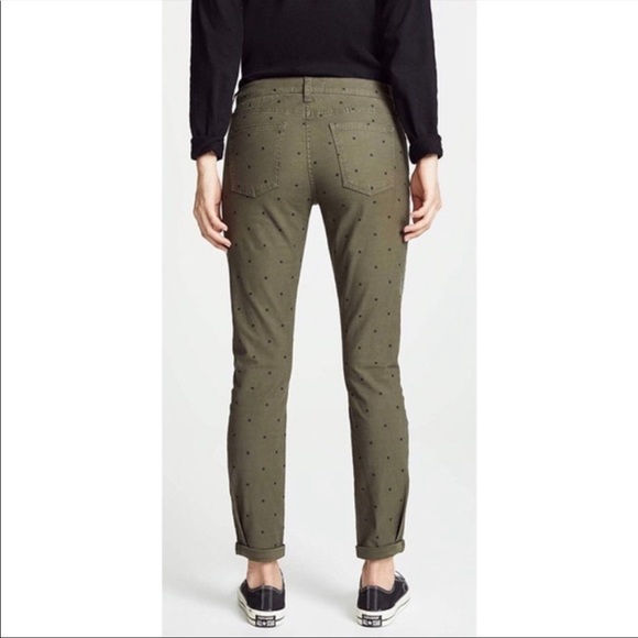 CURRENT/ELLIOTT The Easy Stiletto With Rolled Hem in Rural Green Polka D… - Picture 3 of 10